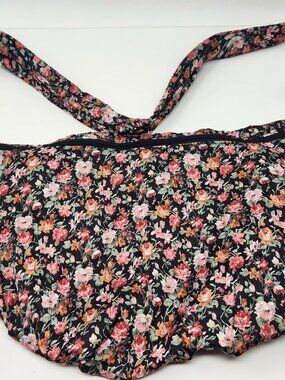 New black and pink floral cloth handbag